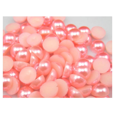 Perle Decorative Jumatati Margele de Lipit Cabochon Roz Somon 12 mm Diametru Set de 50 buc