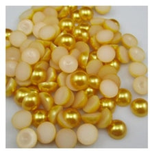 Încărcați imaginea în Galerie, Perle Decorative Jumatati Margele de Lipit Cabochon Auriu Galben Gold 12 mm Diametru Set de 50 buc Hobby