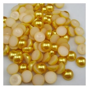 Perle Decorative Jumatati Margele de Lipit Cabochon Auriu Galben Gold 12 mm Diametru Set de 50 buc Hobby