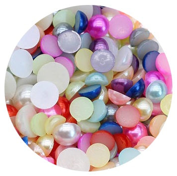Perle Decorative Jumatati Margele de Lipit Cabochon Multicolor Mixt Colorate 12 mm Diametru Set de 50 buc Art Hobby