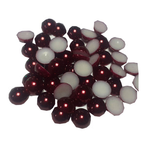 Perle Decorative Jumatati Margele de Lipit Cabochon Visinii Bordo 12 mm Diametru Set de 50 buc Art Hobby Creativ