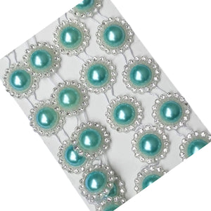 Perle Decorative Jumatati Margele cu Strasuri de Lipit Cabochon Turcoaz 20 mm Diametru Set de 10 buc Sirag