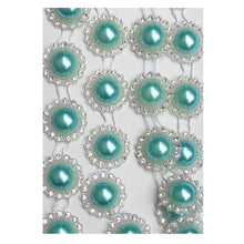 Încărcați imaginea în Galerie, Perle Decorative Jumatati Margele cu Strasuri de Lipit Cabochon Turcoaz 20 mm Diametru Set de 10 buc