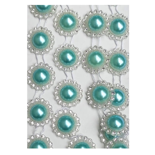 Perle Decorative Jumatati Margele cu Strasuri de Lipit Cabochon Turcoaz 20 mm Diametru Set de 10 buc