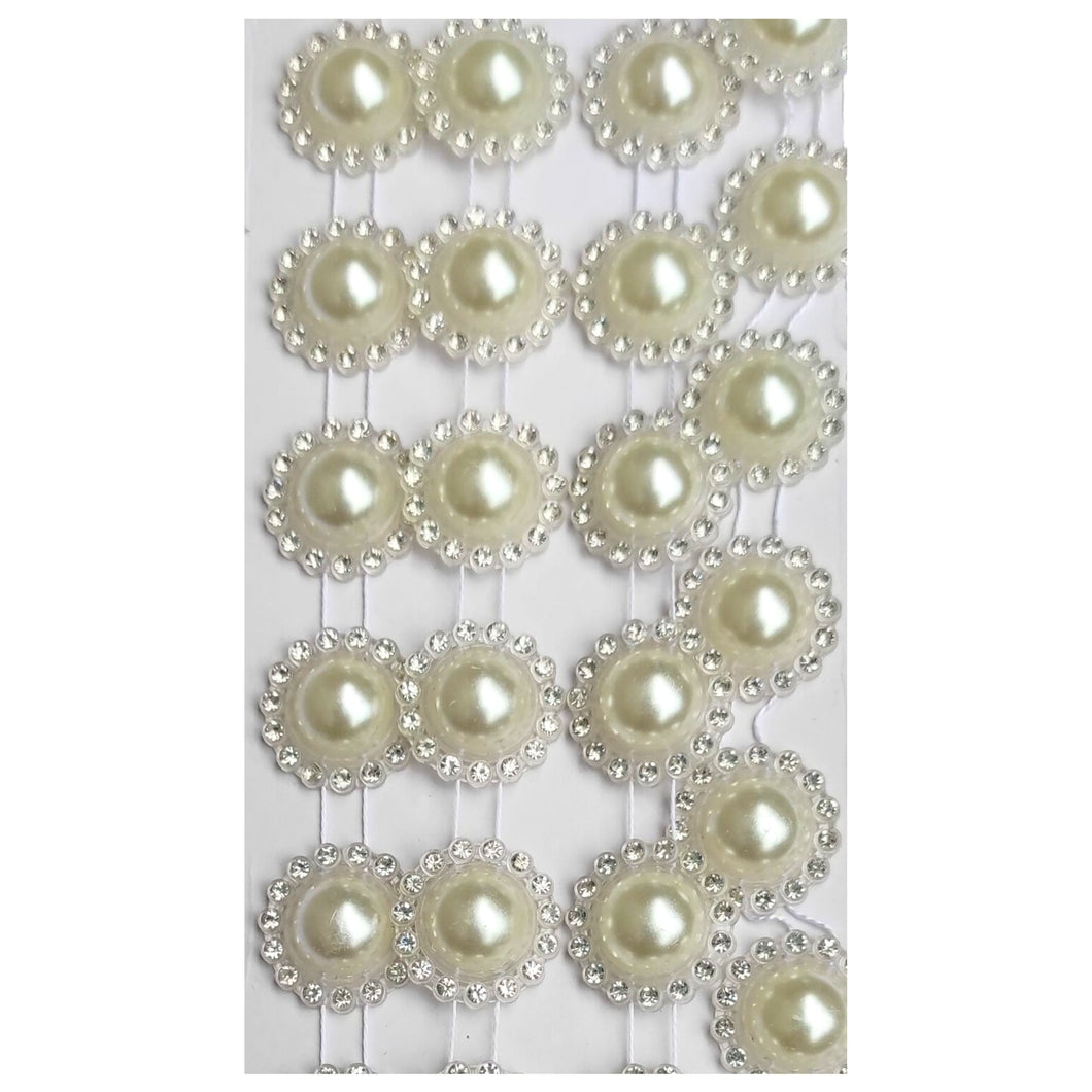 Perle Decorative Jumatati Margele cu Strasuri de Lipit Cabochon Alb Mat 20 mm Diametru Set Sirag de 10 buc