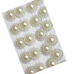 Perle Decorative Jumatati Margele cu Strasuri de Lipit Cabochon Alb Mat 20 mm Diametru Set Sirag de 10 buc Aplicatii Hobby