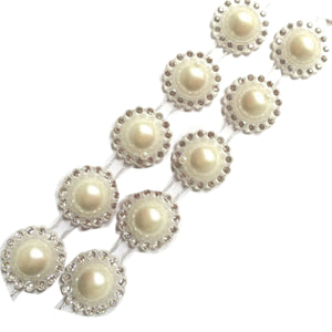 Perle Decorative Jumatati Margele cu Strasuri de Lipit Cabochon Alb Mat 20 mm Diametru Set Sirag de 10 buc Hobby Craft Handmade