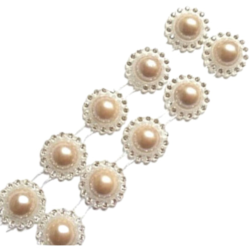 Perle Decorative Jumatati Margele cu Strasuri de Lipit Cabochon Peach Piersica 20 mm Diametru Set de 10 buc