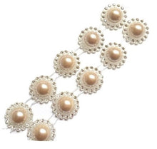 Încărcați imaginea în Galerie, Perle Decorative Jumatati Margele cu Strasuri de Lipit Cabochon Peach Piersica 20 mm Diametru Set de 10 buc Hobby Crem Roz