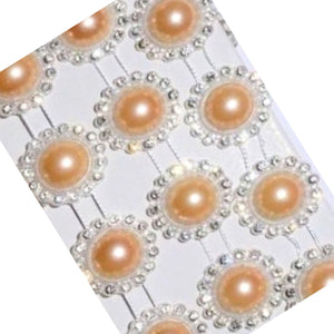 Perle Decorative Jumatati Margele cu Strasuri de Lipit Crem Bej 20 mm Diametru Set Sirag de 10 buc Art Hobby Lucru manual