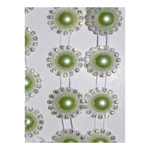 Perle Decorative Jumatati Margele cu Strasuri de Lipit Cabochon Verde Fistic Mar 20 mm Diametru Set de 10 buc