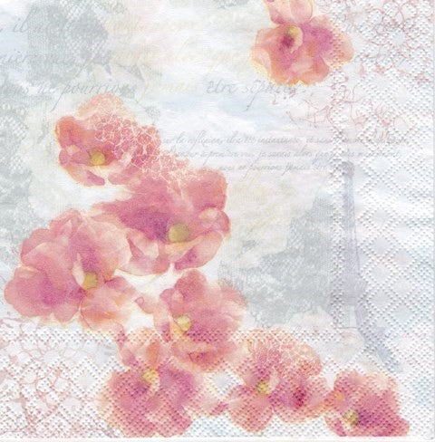 Servetel Decoupage de Colectie Vintage  Retro Maci Roz la Paris pe Carte Postala 33x33 cm