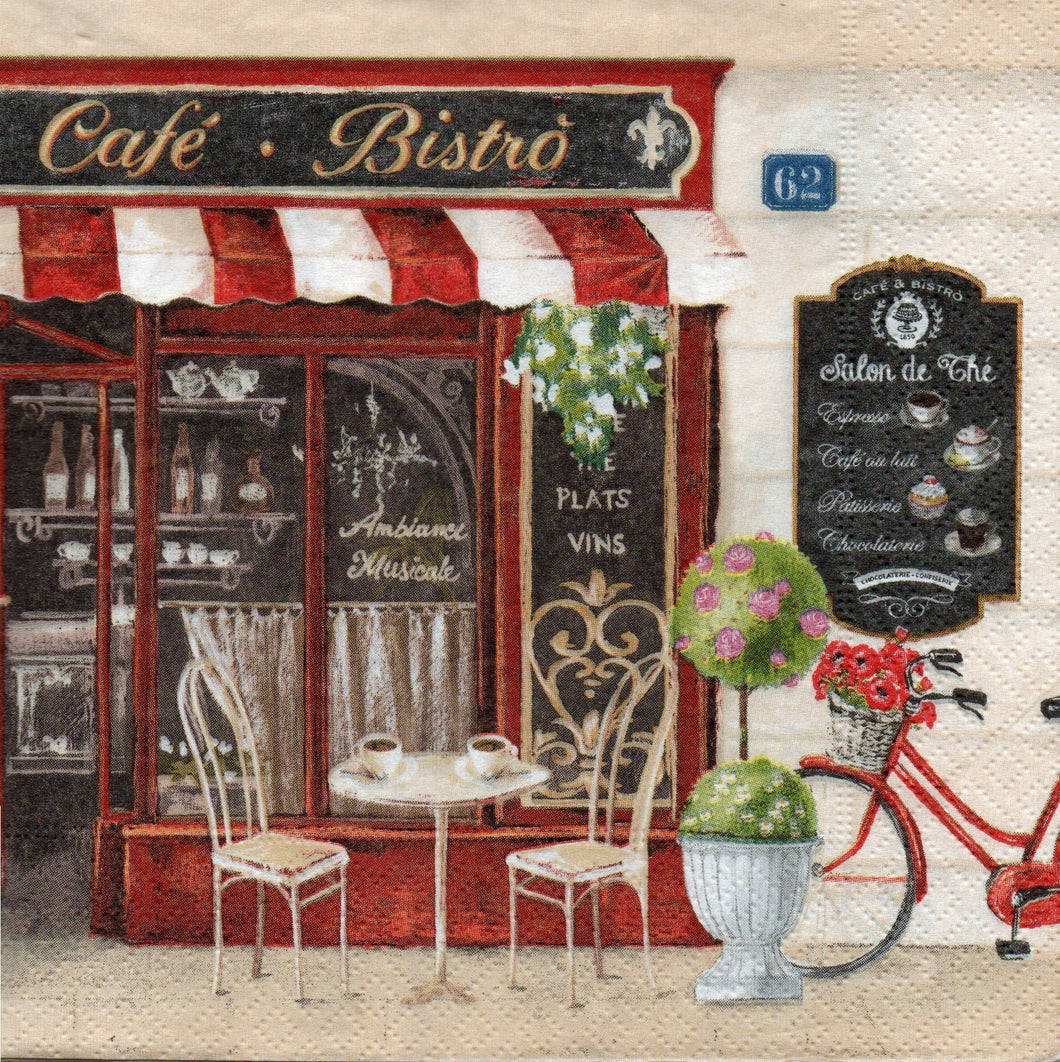 Servetel Decoupage de Colectie Vintage Cafe Bstro 33x33 cm Pachet 10 buc