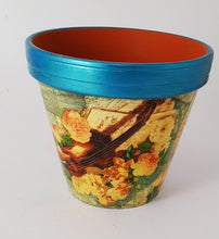 Încărcați imaginea în Galerie, Ghiveci Flori Ceramica Motiv Vintage cu Flori si Vioara