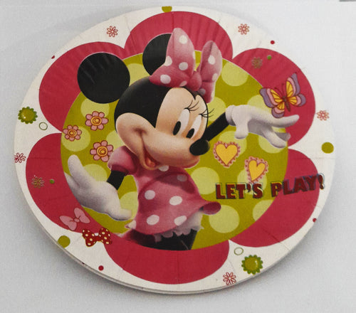 Farfurii din Carton de Petrecere Party Copii Set 10 buc Minnie Mouse Pink Flower