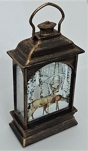 Decoratiune cu Led de Craciun Felinar Cerbul si Caprioara bronz