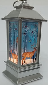 Decoratiune cu Led de Craciun Cerbul printre Copaci Argintiu