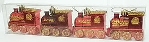 Set Globuri de Craciun Uniculoare pentru Brad 4 buc, Locomotiva rosie