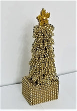 Încărcați imaginea în Galerie, Brad Artificial de Craciun cu Strasuri Aurii-Gold Acril Suport Lemn