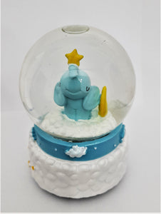 Glob de Craciun cu Lichid din Sticla Muzical cu Cheita Elefant Albastru cu Ste 15 cm