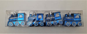 Set Globuri de Craciun Uniculoare pentru Brad 4 buc, Locomotiva albastra