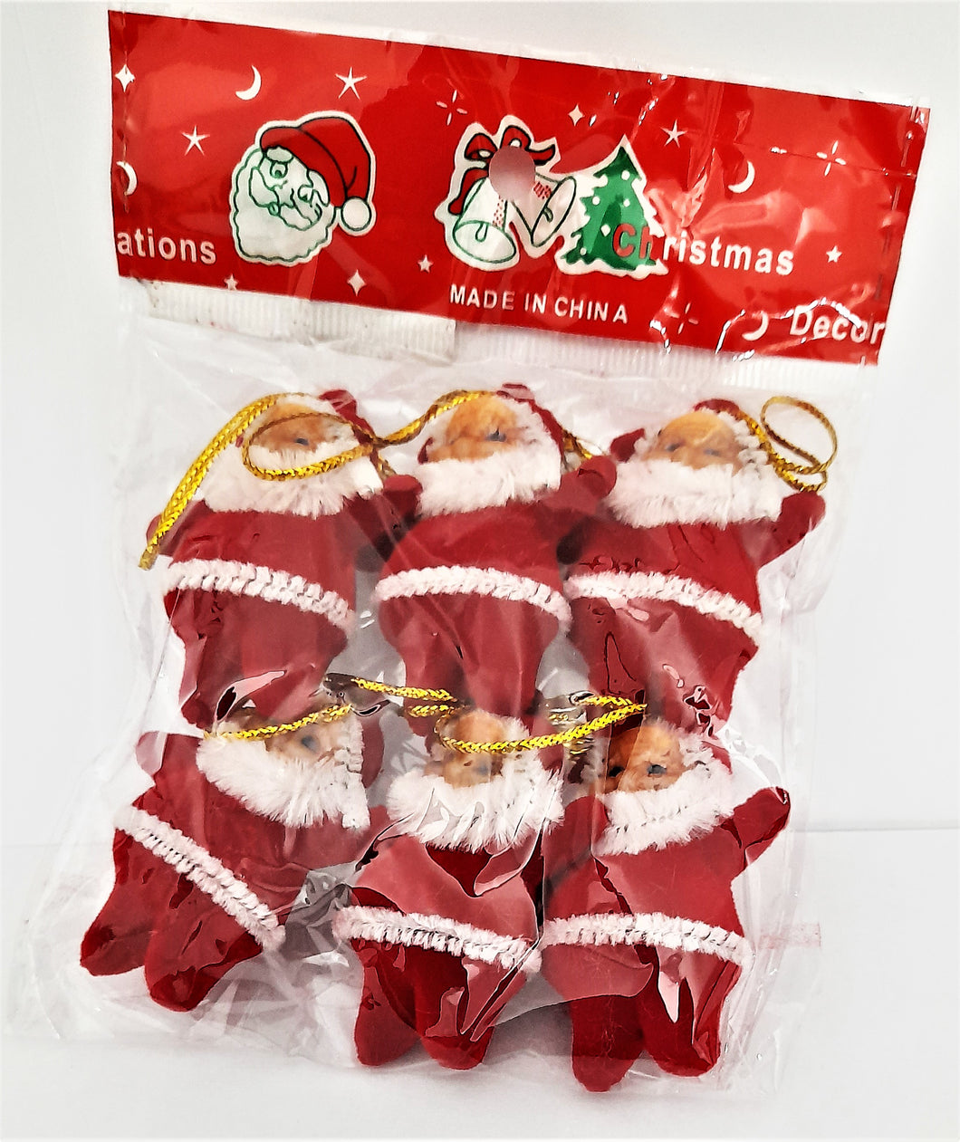 Decoratiuni de Brad Mos Craciun Rosu Glitter Set 6 buc Pom