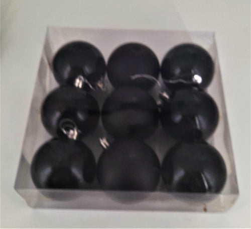 Set Globuri de Craciun Uniculoare Negru Ornamente de Brad Pom 8.00 cm