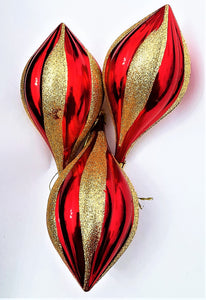 Set Globuri de Craciun Lacrima Ornamente de Brad Rosu Auriu 14 cm