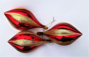 Set Globuri de Craciun Lacrima Ornamente de Brad Rosu Auriu 14 cm