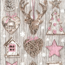Încărcați imaginea în Galerie, Servetele Craciun Decorative de Masa Colaj cu Roz Wood 20 buc 33x33 cm
