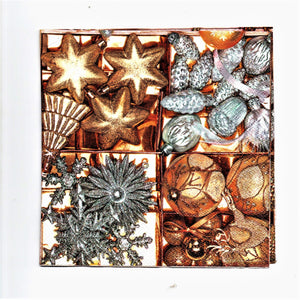 Servetele Craciun Decorative de Masa Globuri Bronz Aurii-Argintii Set 20 buc 33x33 cm