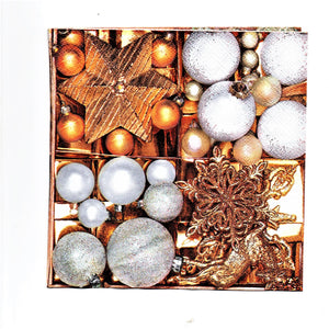 Servetele Craciun Decorative de Masa Globuri Bronz Aurii-Argintii Set 20 buc 33x33 cm