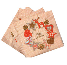 Încărcați imaginea în Galerie, Servetele Decorative de Masa cu Coronita Advent Pachet 20 Buc Jucarii si Ornamente Brad 33x33 cm Ren