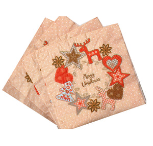 Servetele Decorative de Masa cu Coronita Advent Pachet 20 Buc Jucarii si Ornamente Brad 33x33 cm Ren