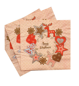 Servetele Decorative de Masa cu Coronita Advent Pachet 20 Buc Jucarii si Ornamente Brad 33x33 cm