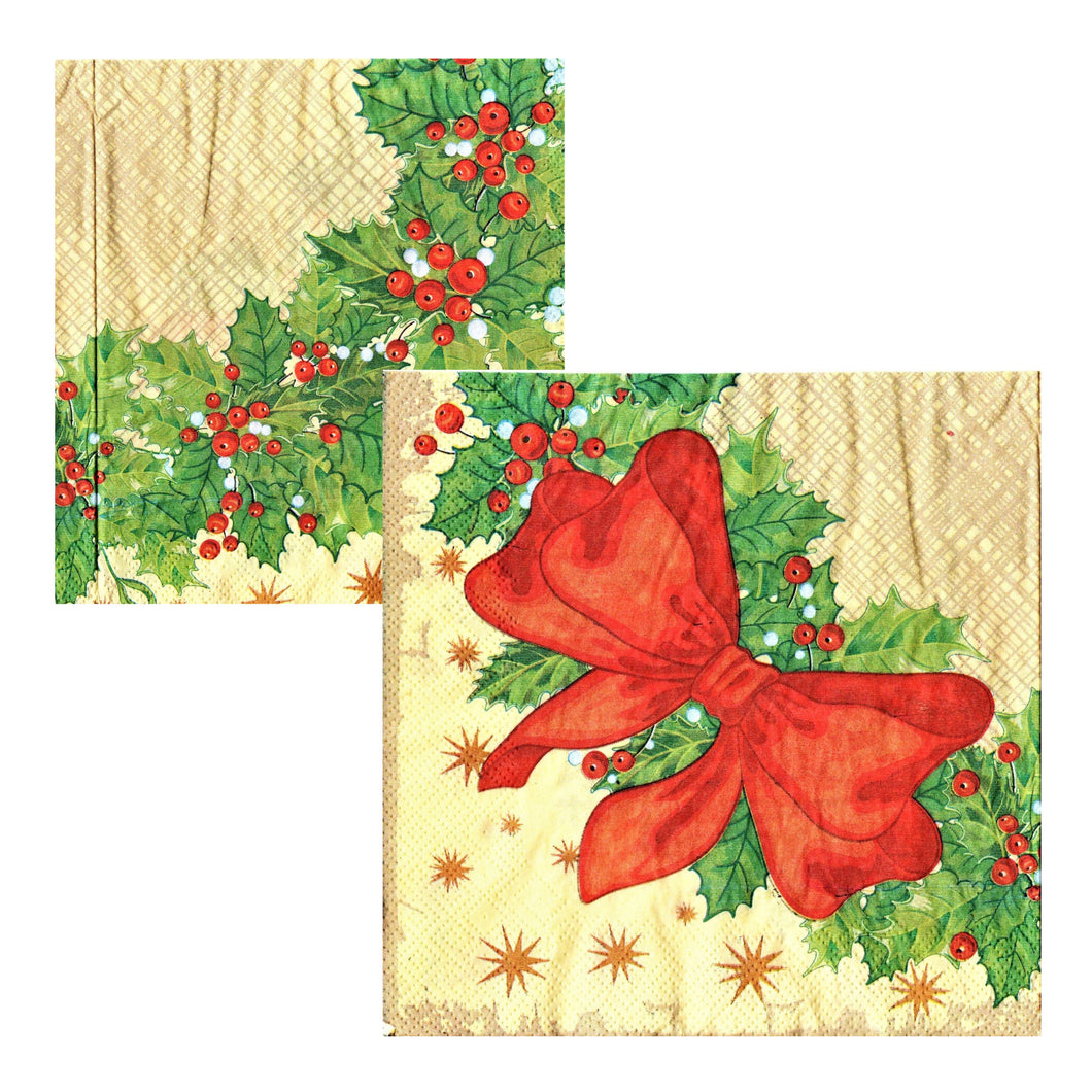 Servetele Craciun Decorative de Masa Coronita Advent Pachet 10 Buc Macese si Funda Rosie de Brad 33x33 cm