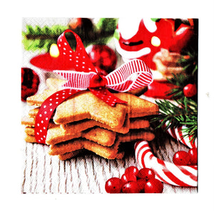 Servetele de Masa cu Dulciuri Craciun Pachet 20 Buc Turta Dulce Impachetata 33x33 cm