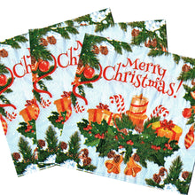 Încărcați imaginea în Galerie, Servetele de Masa cu Globuri de Craciun Pachet 20 Buc Merry Christmas Ornament Aurii 33x33 cm