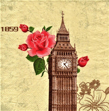 Încărcați imaginea în Galerie, Servetele de Masa de Vintage Set 20 buc Big Ben Londara si Trandafirul Roz