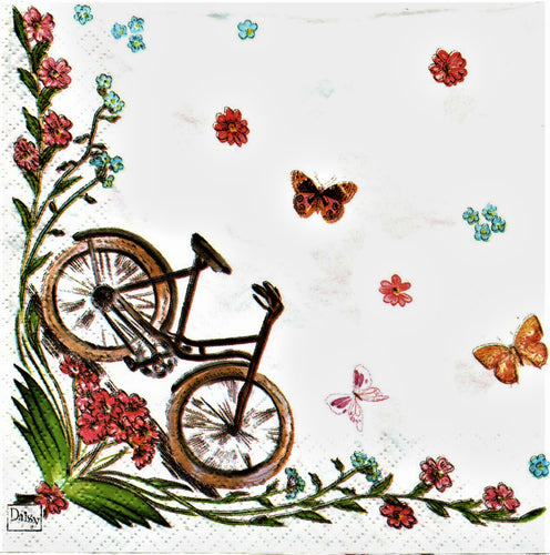 Servetele de Masa de Vintage Set 20 buc Bicicleta Retro printe Flori si Fluturi