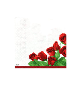 Servetele de Masa cu Flori Pachet 10 Buc Buchet de Trandafiri Rosu Intens