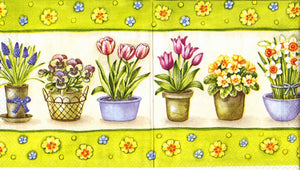 Servetele cu Model Floral de Masa Pachet 10 Buc Ghivece cu Flori