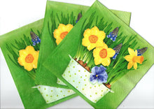 Încărcați imaginea în Galerie, Servetele cu Model Floral de Masa Set 10 Buc Jardiniera cu Narcise si Panselute 33x33 cm