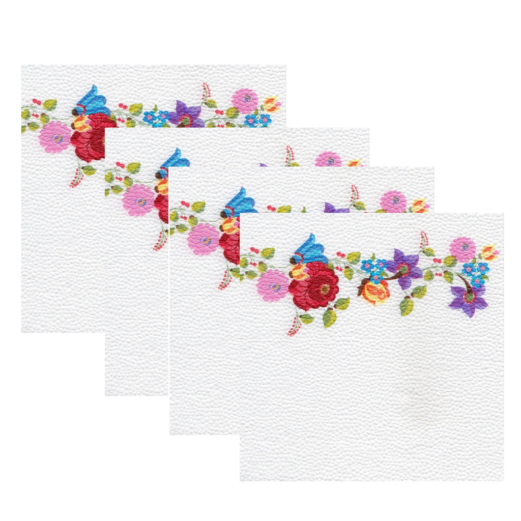 Servetele Decorative de Masa cu Motive Traditionale 10 buc Broderie Margine Multicolora Taraneasca Romaneasca Set 10 buc 33x33 cm