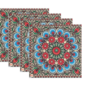 Set Party Servetele cu Motive Traditionale Taranesti Etnice Mandala Etnica Albastra Pachet de 10 buc 33x33 cm Decorative de Masa