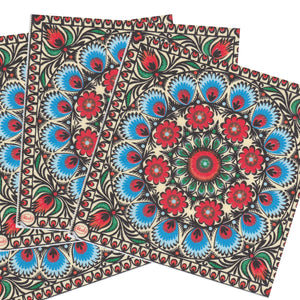 Set Party Servetele cu Motive Traditionale Taranesti Etnice Mandala Etnica Albastra Pachet de 10 buc 33x33 cm