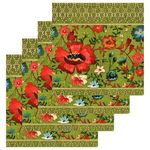 Set Party Servetele cu Motive Traditionale Tesatura Taraneasca Verde 10 buc Petrecere 33x33 cm