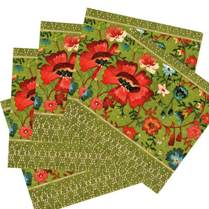 Set Party Servetele cu Motive Traditionale Tesatura Taraneasca Verde 10 buc Petrecere 33x33 cm