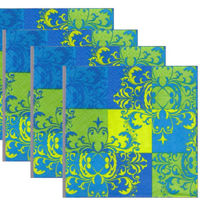 Servetele Decorative de Masa din Hartie Imprima Baroc Verde Albastru Galben 33x33 cm Set 10 buc Imprimeu