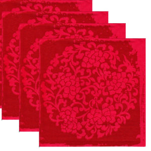 Servetele de Masa cu Imprimeu Mandala Rosie Indiana Catifea Set 10 buc 33x33 cm